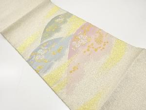 アンティーク　綴れ　遠山に菊・若松模様織り出し袋帯（材料）